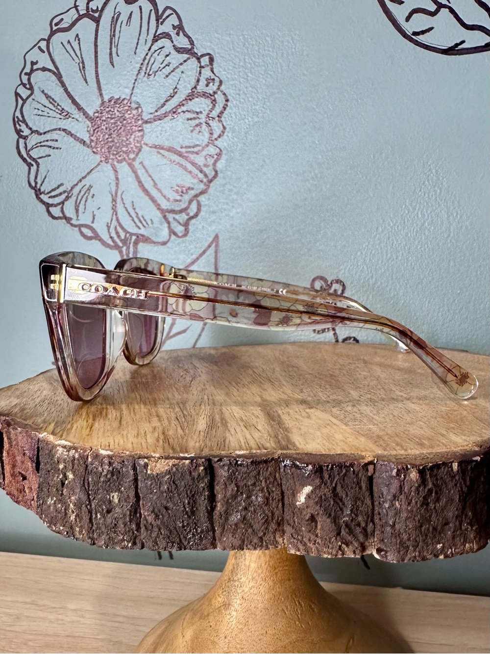 Coach Transparent Pink Floral Sunglasses - Picture 5 of 10
